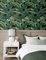Palm leaf peel and stick wallpaper bedroom 802852WR from Tommy Bahama Home