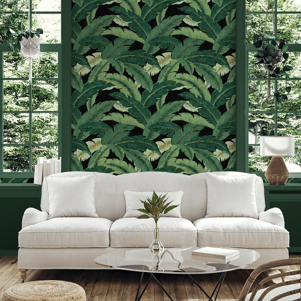 
                  
                    Palm leaf peel and stick wallpaper living room 802852WR from Tommy Bahama Home
                  
                