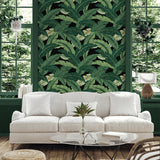 Palm leaf peel and stick wallpaper living room 802852WR from Tommy Bahama Home