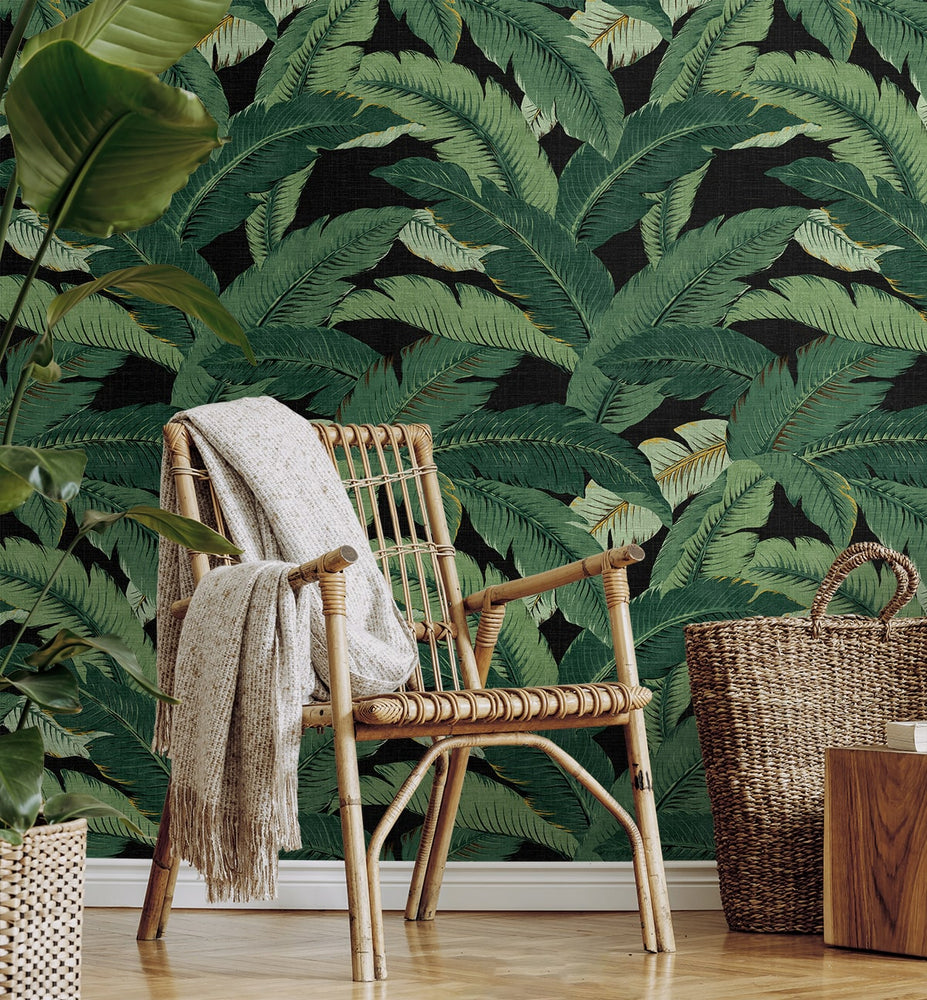 Palm leaf peel and stick wallpaper entryway 802852WR from Tommy Bahama Home