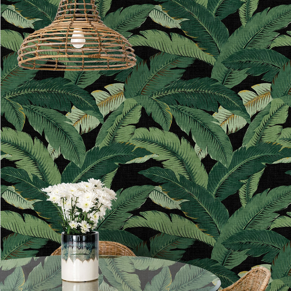 
                  
                    Palm leaf peel and stick wallpaper dining room 802852WR from Tommy Bahama Home
                  
                