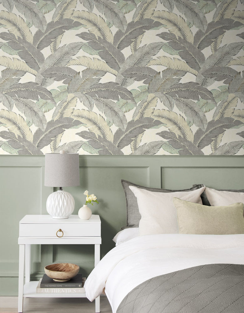 Palm leaf peel and stick wallpaper bedroom 802853WR from Tommy Bahama Home
