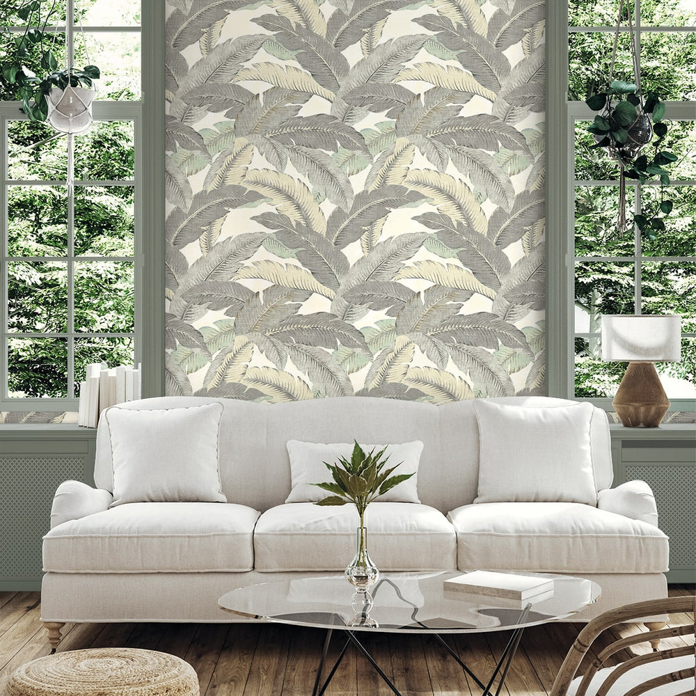 
                  
                    Palm leaf peel and stick wallpaper living room 802853WR from Tommy Bahama Home
                  
                