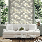 Palm leaf peel and stick wallpaper living room 802853WR from Tommy Bahama Home