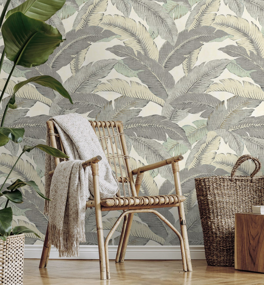Palm leaf peel and stick wallpaper entryway 802853WR from Tommy Bahama Home