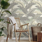 Palm leaf peel and stick wallpaper entryway 802853WR from Tommy Bahama Home