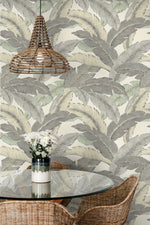Palm leaf peel and stick wallpaper dining room 802853WR from Tommy Bahama Home