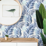 802860WR palm leaf peel and stick wallpaper accent from Tommy Bahama Home