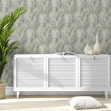 802862WR palm leaf peel and stick wallpaper entryway from Tommy Bahama Home