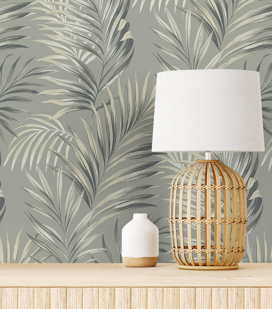802862WR palm leaf peel and stick wallpaper decor from Tommy Bahama Home