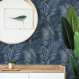 802863WR palm leaf peel and stick wallpaper decor from Tommy Bahama Home