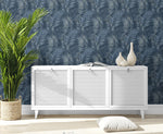 802863WR palm leaf peel and stick wallpaper entryway from Tommy Bahama Home