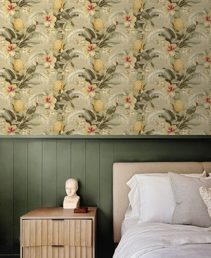 802871WR tropical bird peel and stick wallpaper bedroom from Tommy Bahama Home