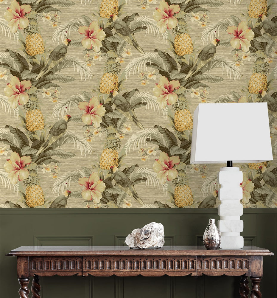 802871WR tropical bird peel and stick wallpaper accent from Tommy Bahama Home