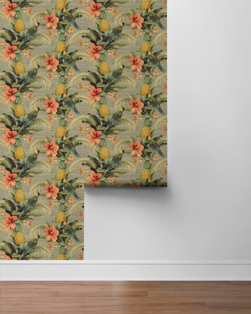 802872WR tropical bird peel and stick wallpaper roll from Tommy Bahama Home