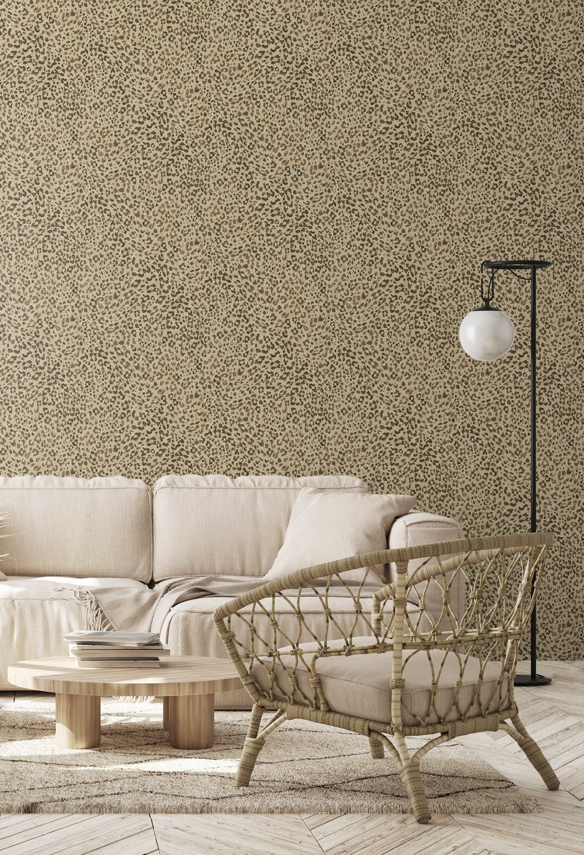 802890WR Sunny Spot peel and stick wallpaper living room from Tommy Bahama Home