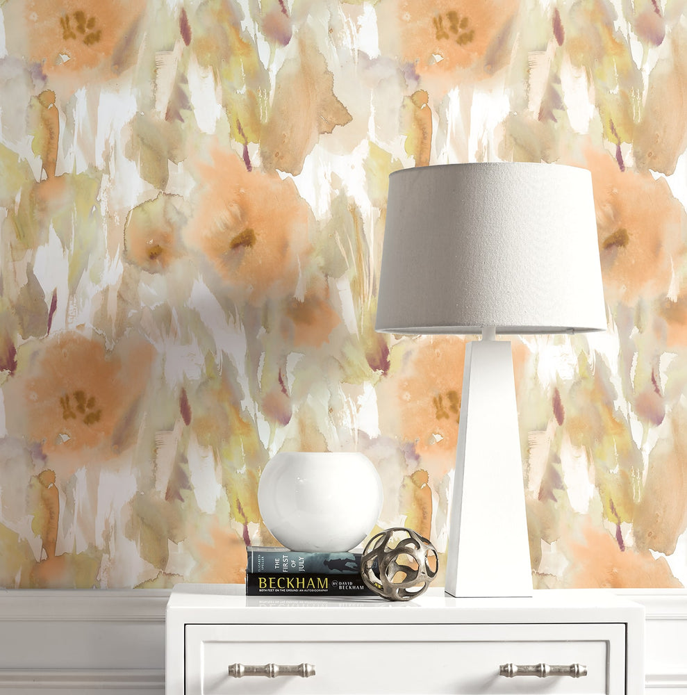 AH40403 watercolor floral wallpaper decor from the L'Atelier de Paris collection by Seabrook Designs