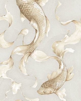 Metallic Koi Fish Unpasted Wallpaper