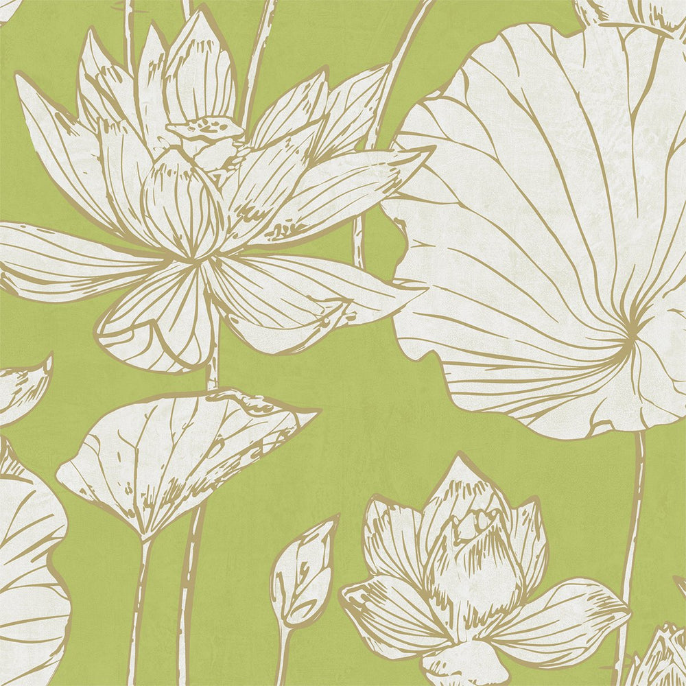 AI42304 lotus floral wallpaper from the Koi collection by Seabrook Designs