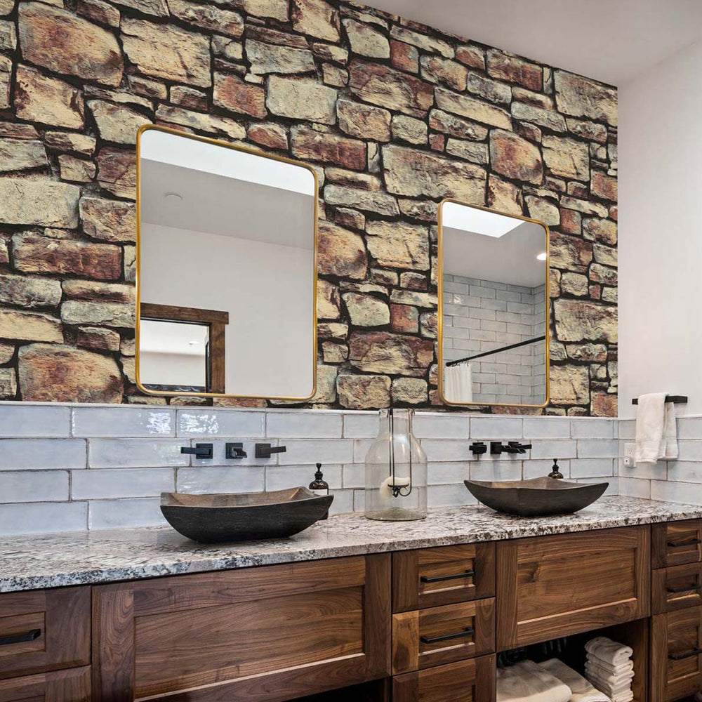 
                  
                    AS20101 faux stone peel and stick wallpaper bathroom from Arthouse
                  
                