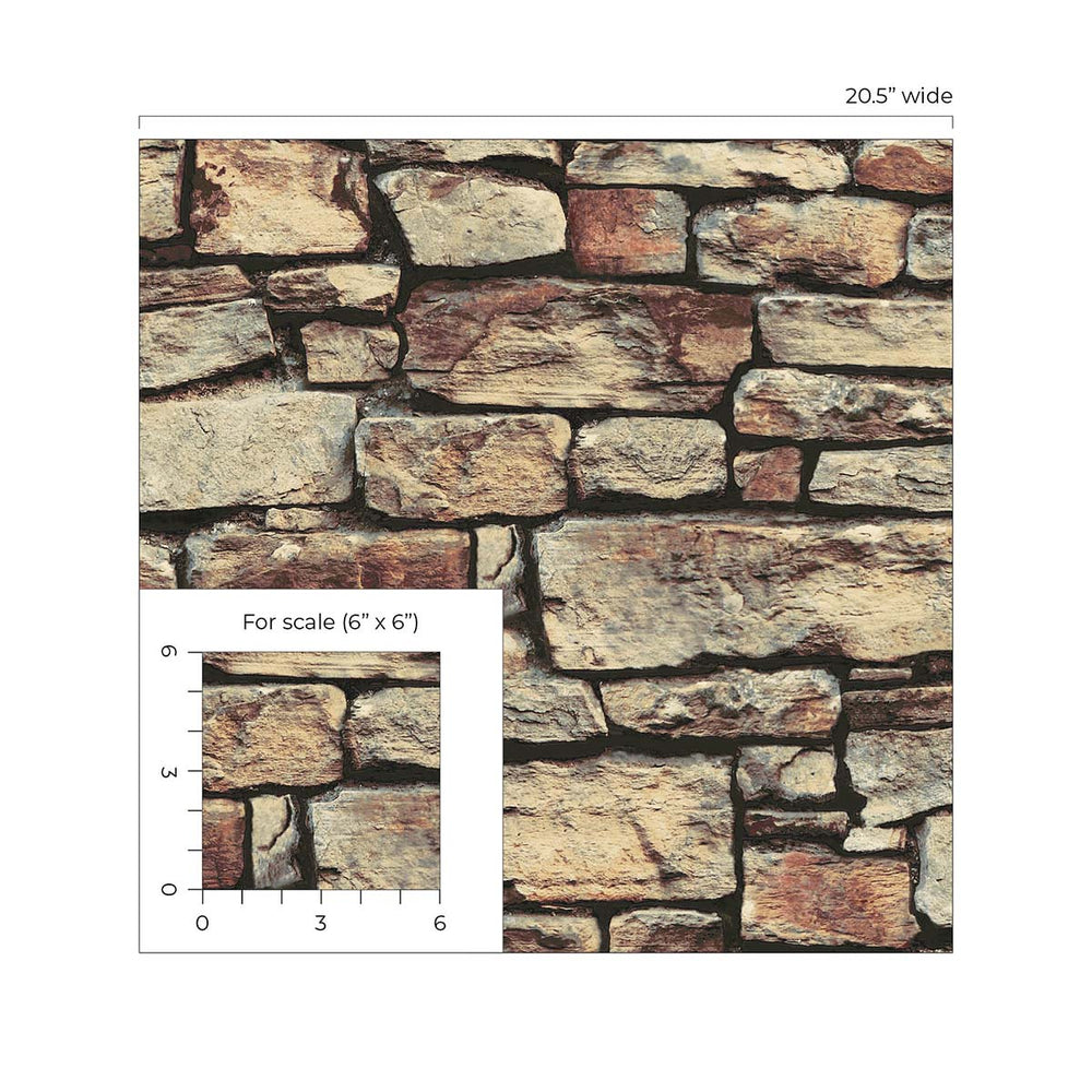 AS20101 faux stone peel and stick wallpaper scale from Arthouse