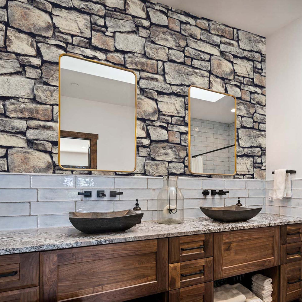 
                  
                    AS20105 faux stone peel and stick wallpaper bathroom from Arthouse
                  
                