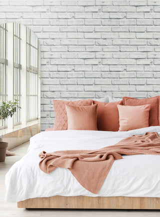 AS20200 faux brick peel and stick wallpaper bedroom from Arthouse