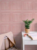 AS20301 faux wood panel peel and stick wallpaper desk from Arthouse