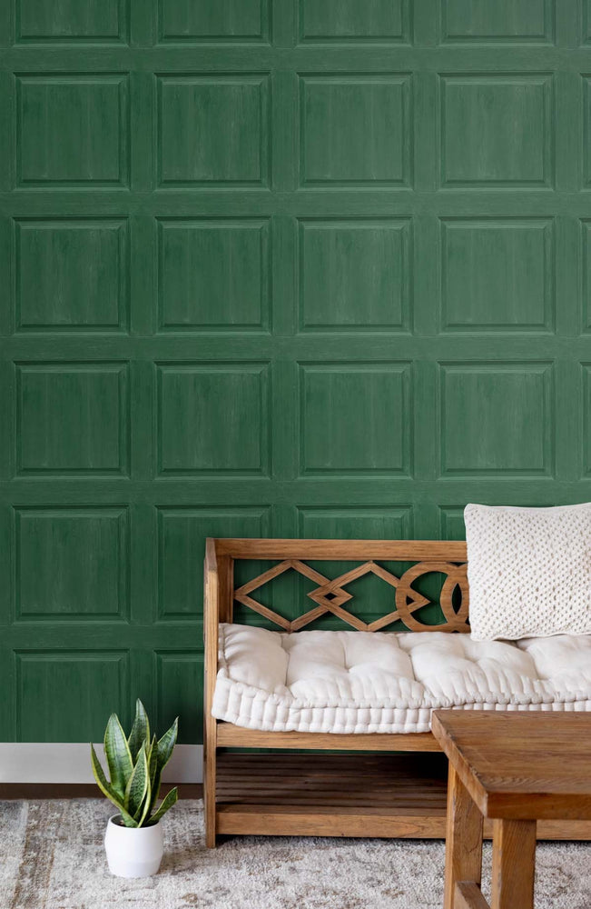 AS20304 faux wood panel peel and stick wallpaper entryway from Arthouse