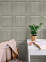 AS20305 faux wood panel peel and stick wallpaper desk from Arthouse