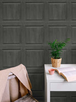 AS20308 faux wood panel peel and stick wallpaper desk from Arthouse