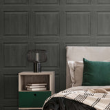 AS20308 faux wood panel peel and stick wallpaper bedroom from Arthouse