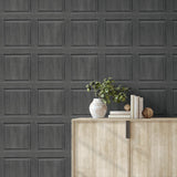 AS20308 faux wood panel peel and stick wallpaper entryway from Arthouse