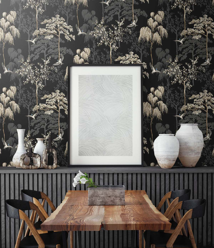 AS20400 bird garden peel and stick wallpaper dining room from Arthouse