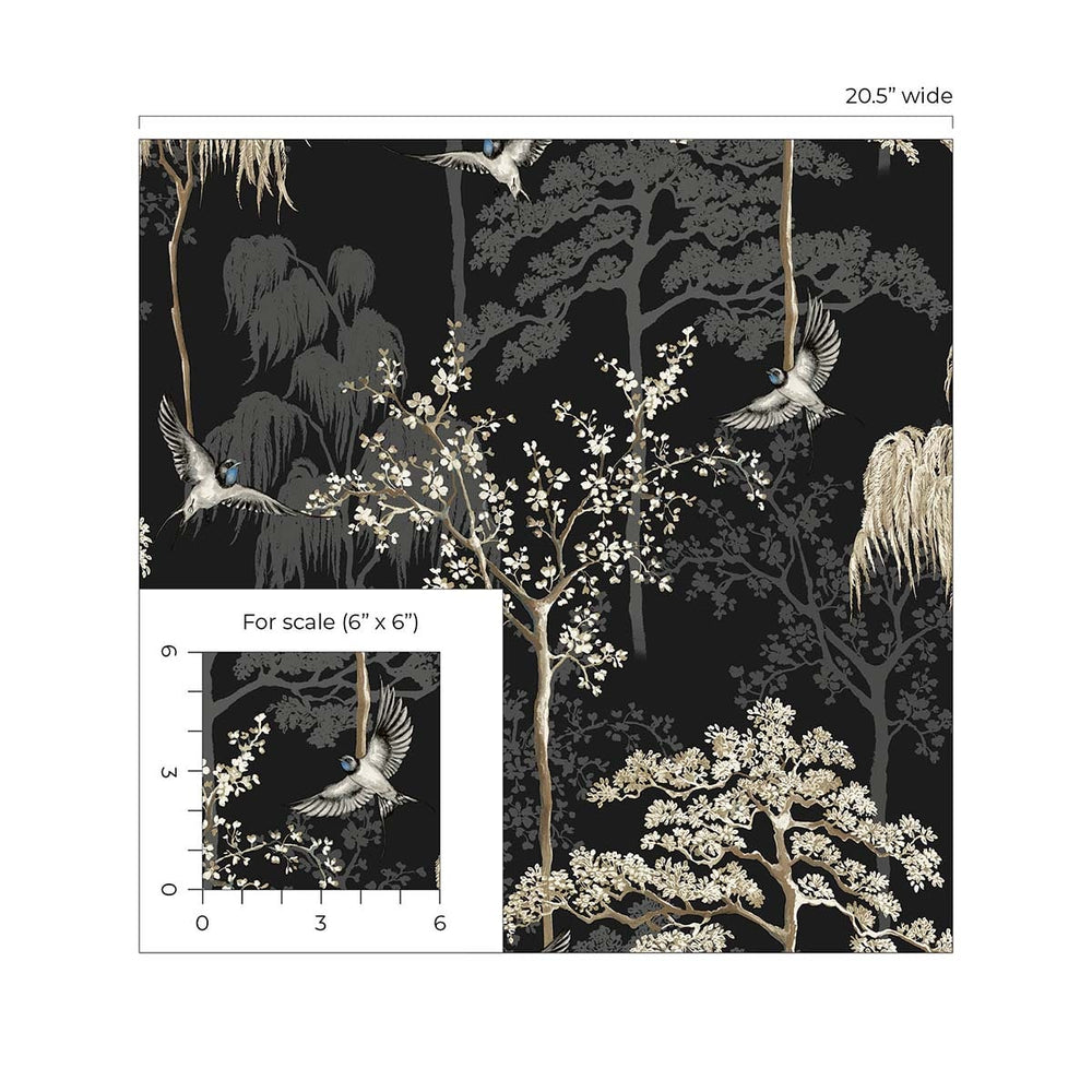AS20400 bird garden peel and stick wallpaper scale from Arthouse