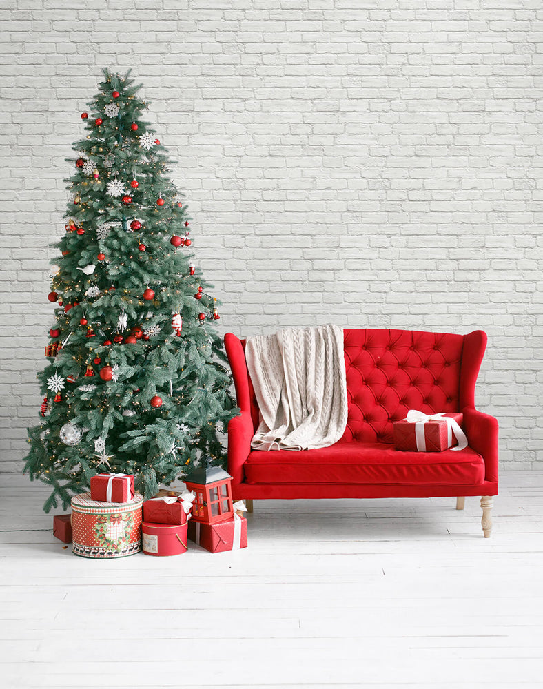 AX10810 winter vintage brick christmas peel and stick removable wallpaper decor from NextWall