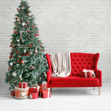 AX10810 winter vintage brick christmas peel and stick removable wallpaper decor from NextWall