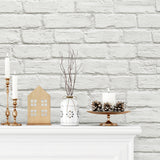 AX10810 winter vintage brick christmas peel and stick removable wallpaper fireplace from NextWall