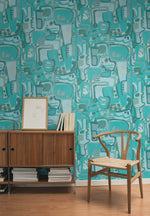 Abstract wallpaper decor SJ1002 cubist jigsaw from Sharon Jane Studio 