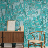 Abstract wallpaper decor SJ1002 cubist jigsaw from Sharon Jane Studio 