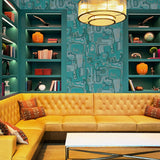 Abstract wallpaper living room SJ1002 cubist jigsaw from Sharon Jane Studio 