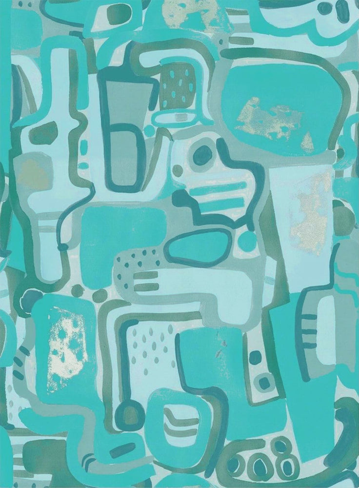 Abstract wallpaper SJ1002 cubist jigsaw from Sharon Jane Studio 