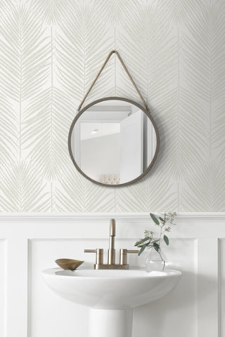 BD50000 palm leaf wallpaper bathroom glass beads from Etten Studios