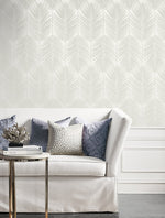 BD50000 palm leaf wallpaper living room glass beads from Etten Studios