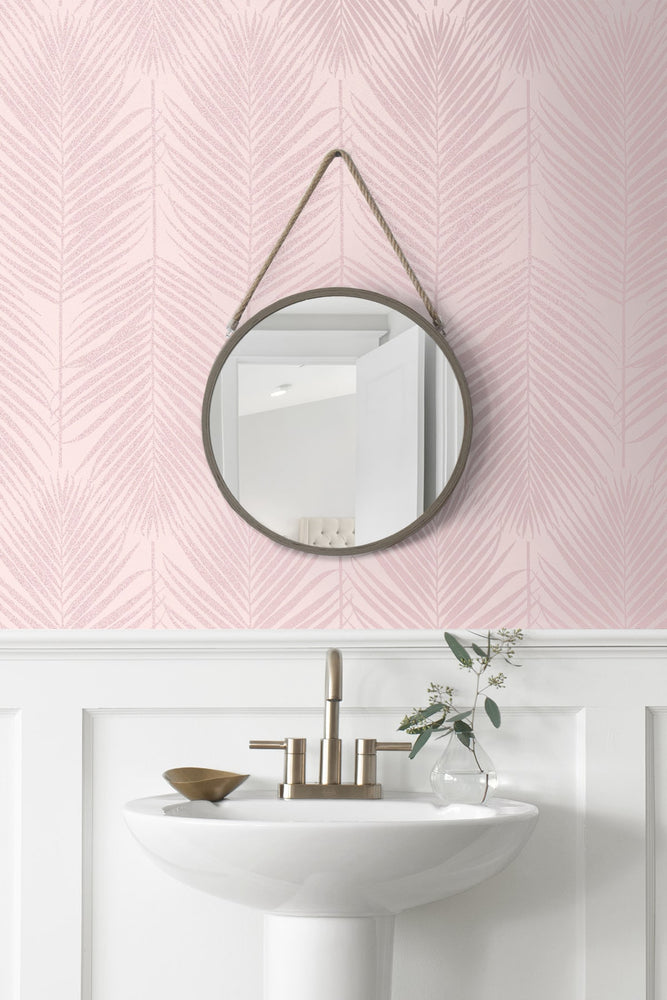 BD50001 palm leaf wallpaper bathroom glass beads from Etten Studios