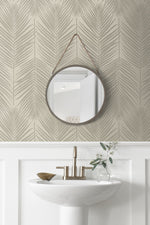 BD50003 palm leaf wallpaper bathroom texture glass beads from Etten Studios