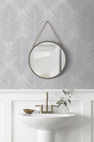 BD50010 palm leaf wallpaper bathroom glass beads from Etten Studios