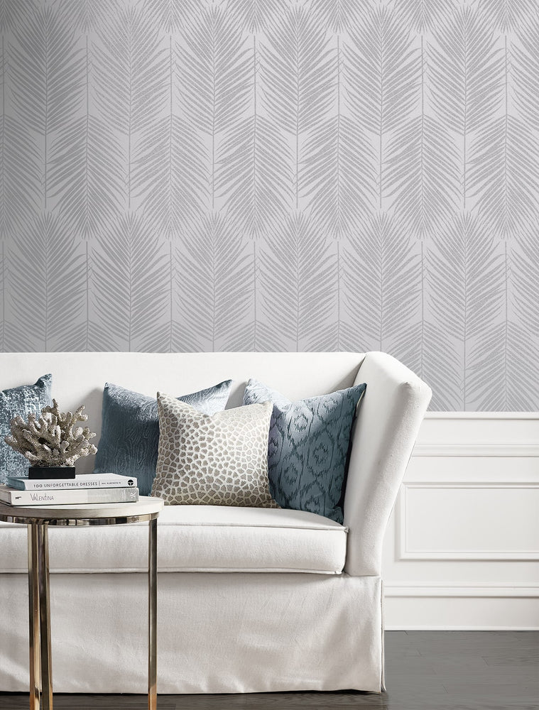 BD50010 palm leaf wallpaper living room glass beads from Etten Studios