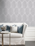 BD50010 palm leaf wallpaper living room glass beads from Etten Studios