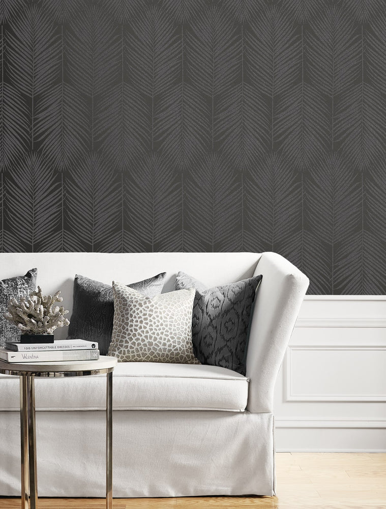 BD50020 palm leaf wallpaper living room glass beads from Etten Studios